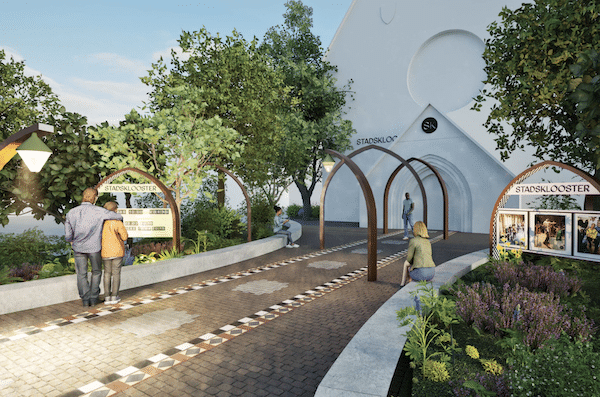 impressie van toekomstige buitenkant van Stadsklooster Utrecht