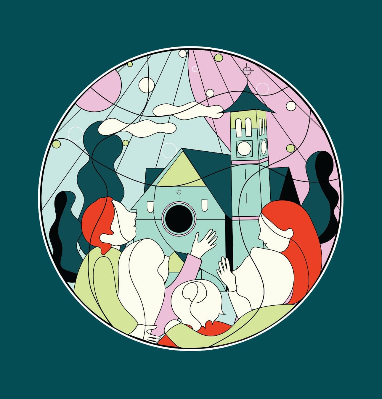 Illustratie van mensen bij Stadsklooster Utrecht