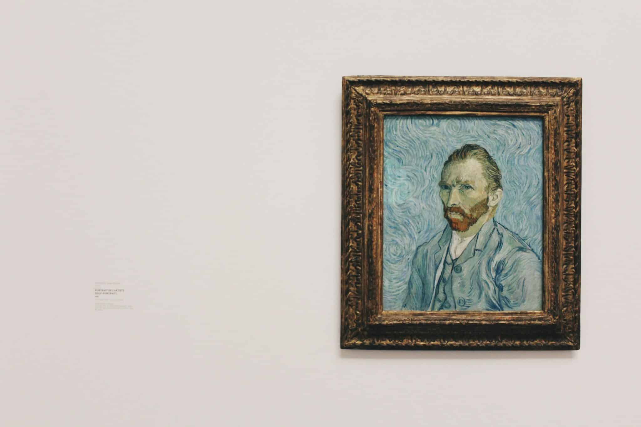 Vincent Van Gogh self portrait painting on wall