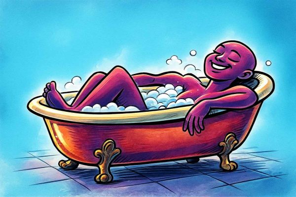 beeld van een warm bad op blue monday